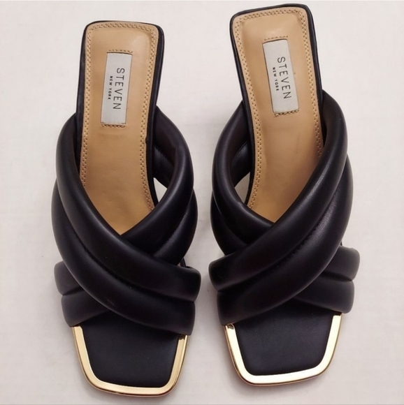 STEVEN NEW YORK Imara Heeled Slip On Black Sandals - Picture 4 of 11